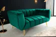 Canapé 2 places velours vert émeraude – Canapé design chic avec pieds dorés - BELLOZIA