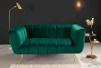 Canapé 2 places velours vert émeraude – Canapé design chic avec pieds dorés - BELLOZIA
