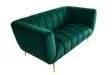 Canapé 2 places velours vert émeraude – Canapé design chic avec pieds dorés - BELLOZIA
