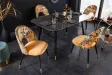 Chaise de salle à manger en velours jaune motif floral – vue de face – Bellozia
