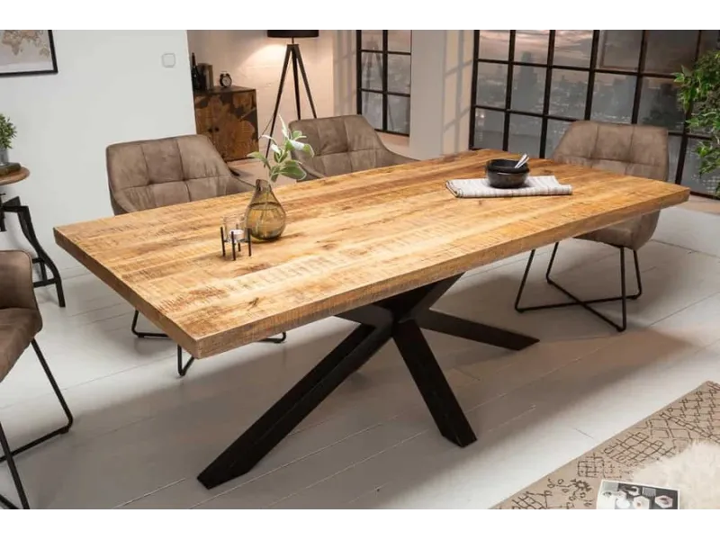 Table à manger en bois massif 160cm coloris naturel