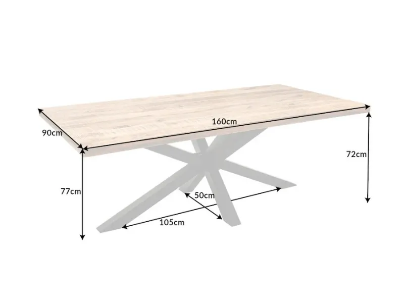 Table à manger en bois massif 160cm coloris naturel