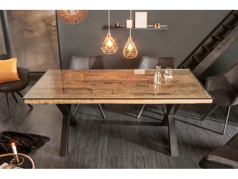 Table à manger Barracuda X en avec plateau en verre 180cm