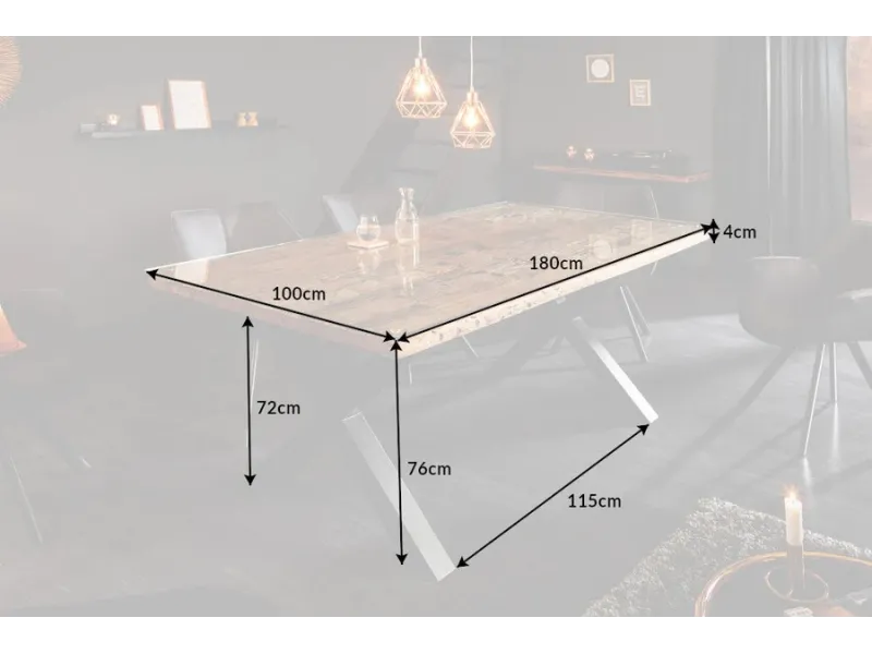 Table à manger Barracuda X en avec plateau en verre 180cm