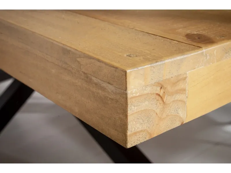 Table à manger en bois massif coloris naturel 200cm pas cher