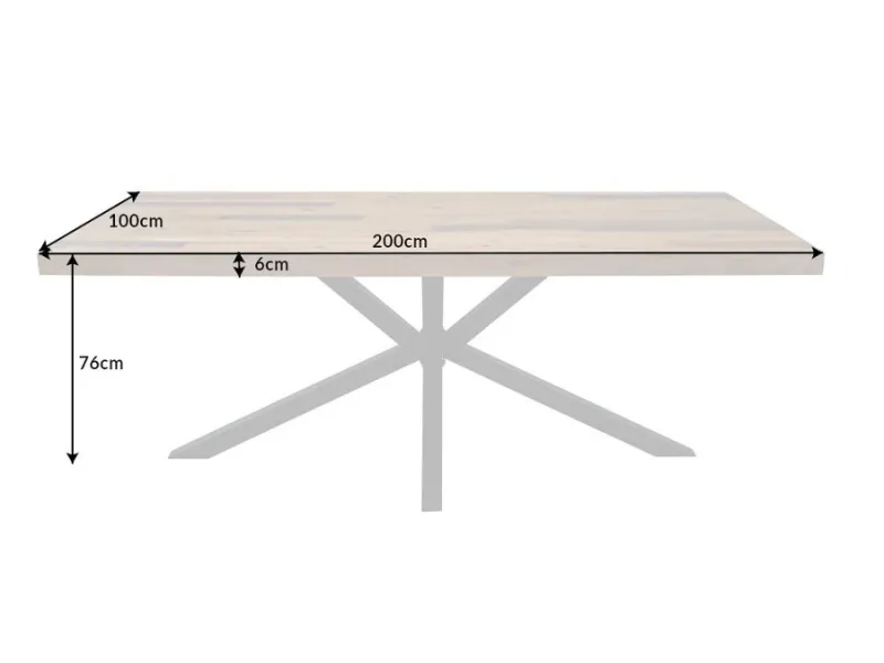 Table à manger en bois massif coloris naturel 200cm pas cher