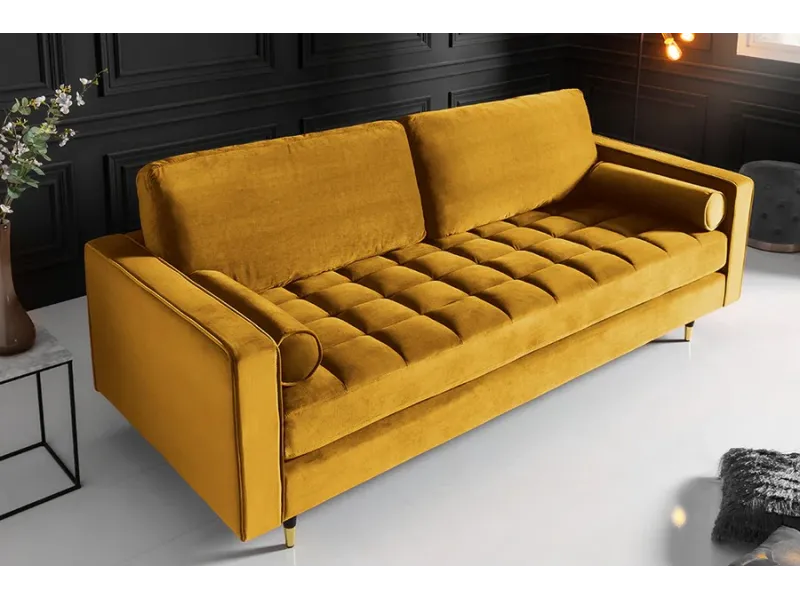 Canapé Moderne 3 Places en Velours – 220 cm de Confort Chic, Disponible en 5 Couleurs Élégantes