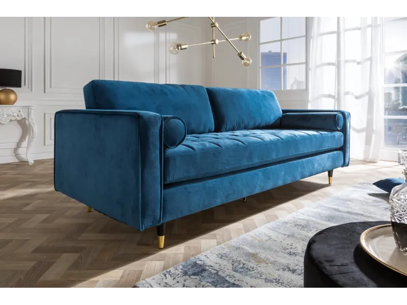 Canapé Moderne 3 Places en Velours – 220 cm de Confort Chic, Disponible en 5 Couleurs Élégantes