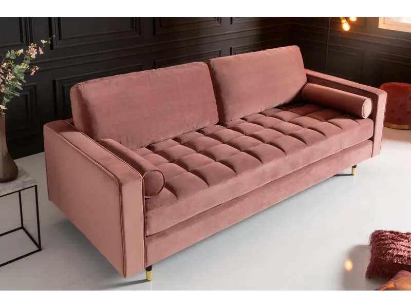 Canapé Moderne 3 Places en Velours – 220 cm de Confort Chic, Disponible en 5 Couleurs Élégantes