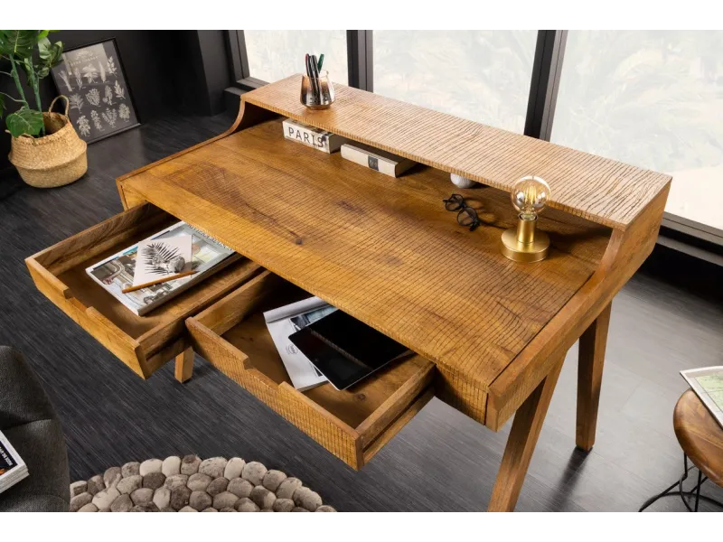 Bureau design en bois massif de 120cm coloris naturel