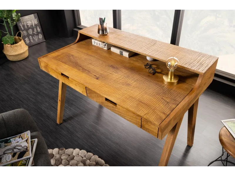 Bureau design en bois massif de 120cm coloris naturel