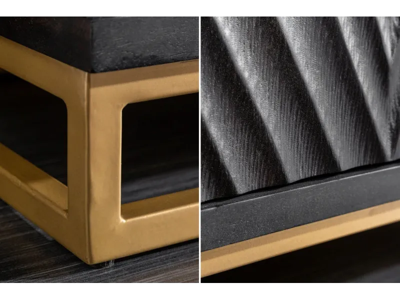 Armoire en  bois massif sculpté scorpion coloris noir 141cm pas cher