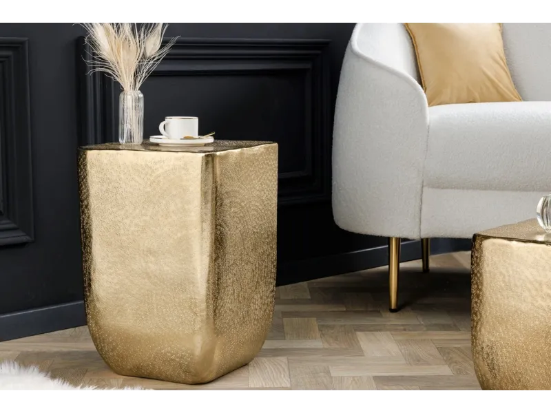 Table d'appoint UNIT 45 cm effet martelé doré