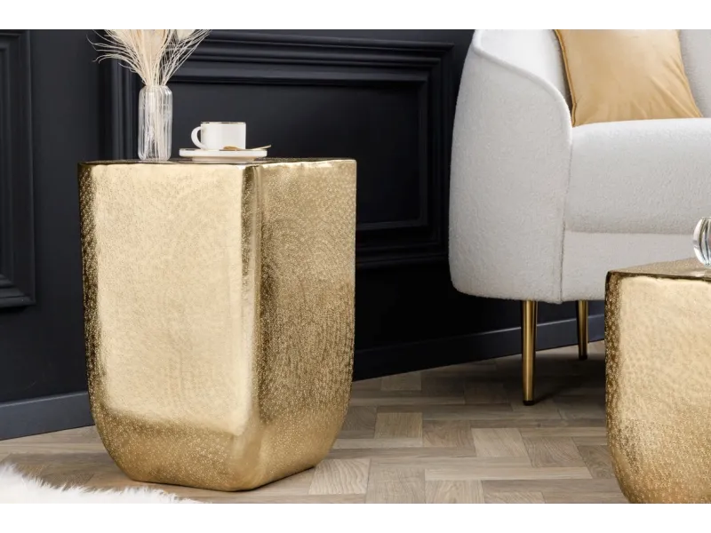 Table d'appoint UNIT 45 cm effet martelé doré