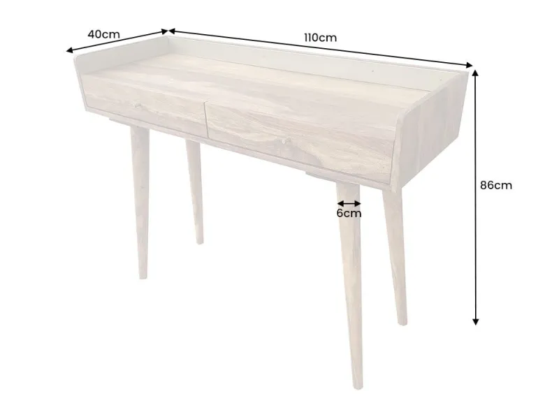 Bureau design 120x75 cm pour ordinateur portable teinté blanc laqué...