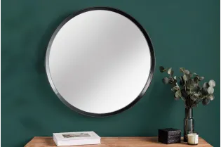Miroir artisanal en bois de chêne 70 cm, coloris naturel et noir 2