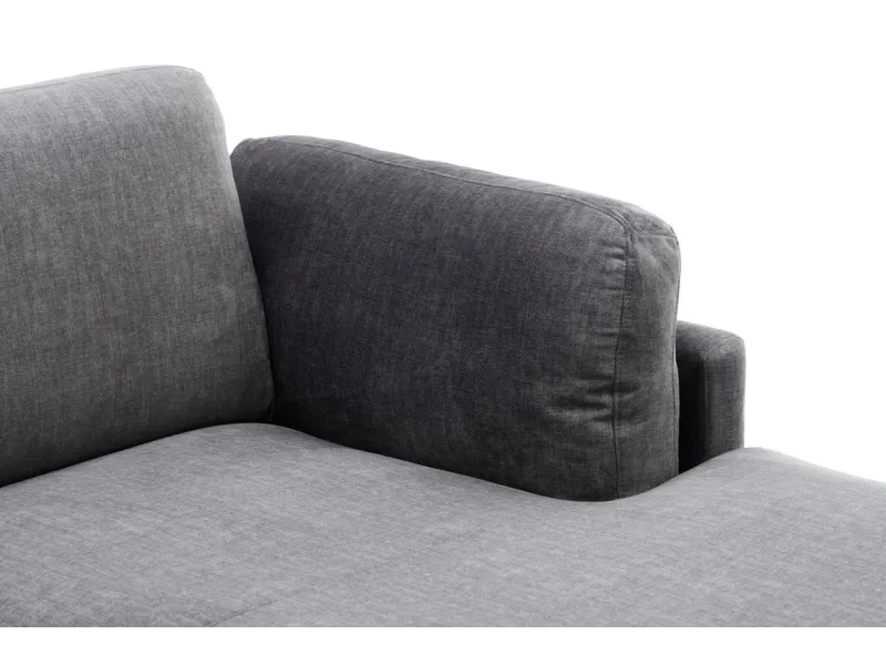 Canapé d'angle design MANHATTAN 295cm velours gris foncé ressorts ensachés 3 places pieds métal