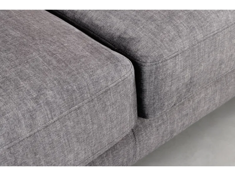 Canapé d'angle design MANHATTAN 295cm velours gris foncé ressorts ensachés 3 places pieds métal