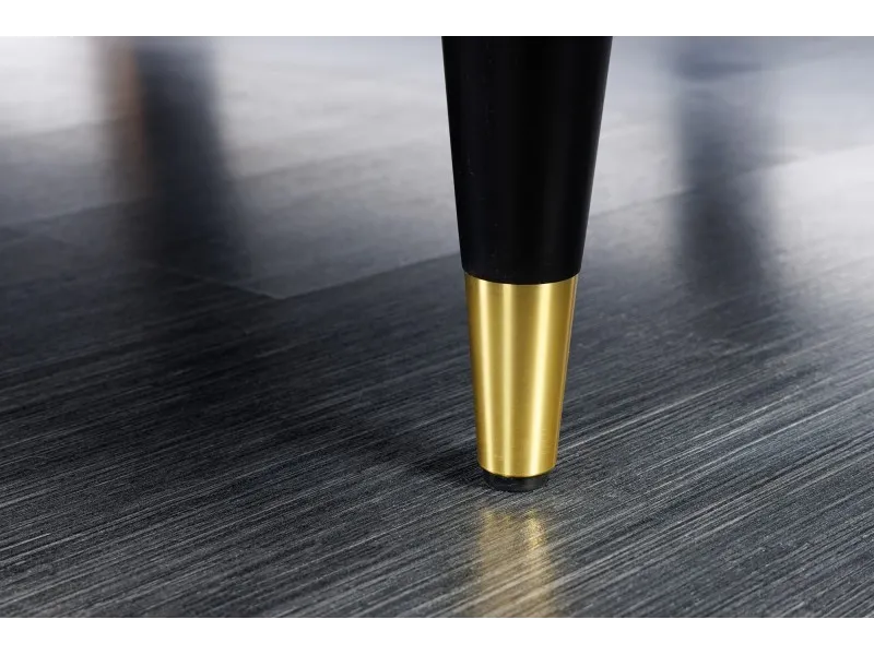 Canapé design capitonné en velours coloris abricot avec pieds chrom...