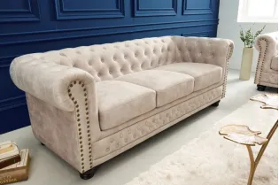 Canapé 3 places design chesterfield capitonné en simili cuir marron...