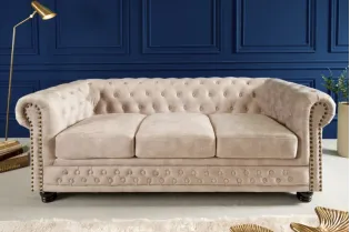 Canapé 3 places design chesterfield capitonné en simili cuir marron... 2