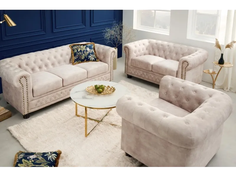 Canapé 3 places design chesterfield capitonné en simili cuir marron...