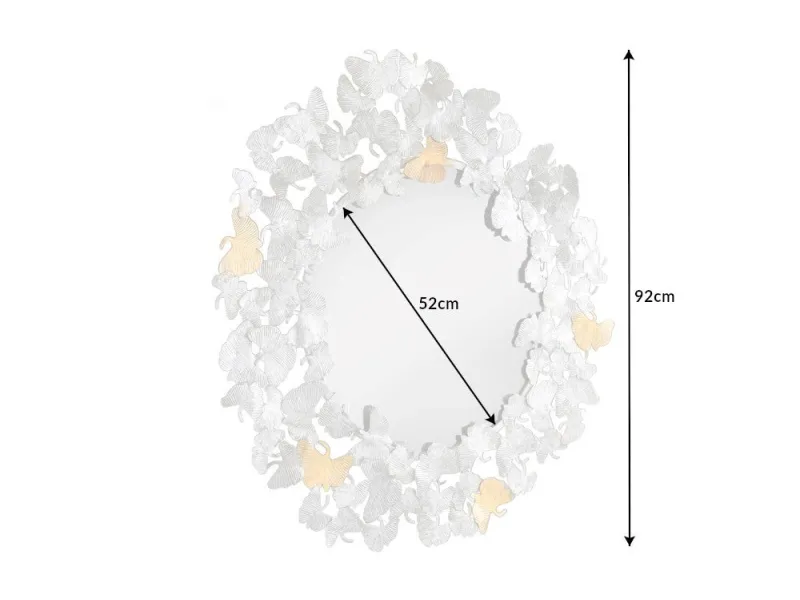 Miroir Rond avec Cadre en Feuilles de Ginkgo - Fait Main