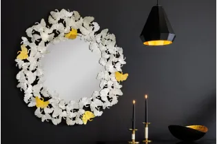 Miroir Rond avec Cadre en Feuilles de Ginkgo - Fait Main 2