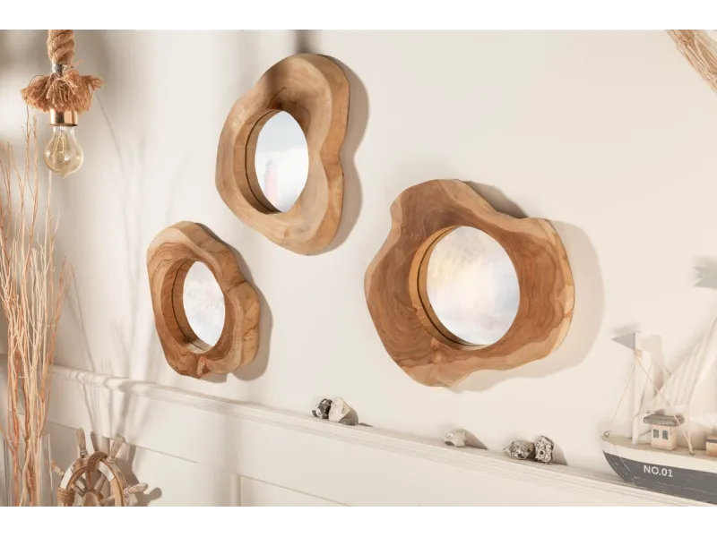 Miroir Reflect 31 cm en teck – Élégance naturelle et artisanat unique