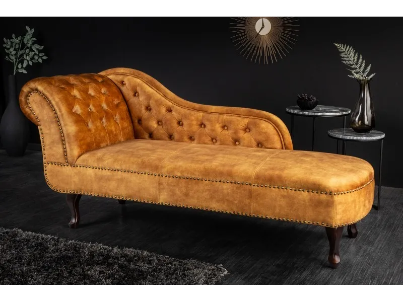 Méridienne design Chesterfield capitonné en simili cuir vert émeraude