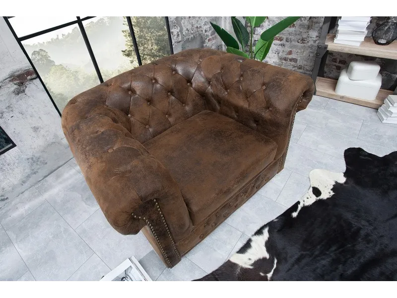 Fauteuil design chesterfield teinté marron Fauteuil |bellozia.com