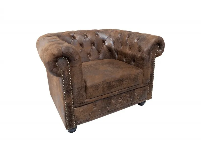 Fauteuil design chesterfield teinté marron Fauteuil |bellozia.com