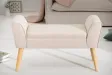 Banc de Style Rétro en Lin Beige - Élégance et Confort dans un Design Intemporel