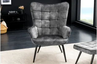 Ensemble de fauteuil et tabouret design scandinave coloris gris en ...