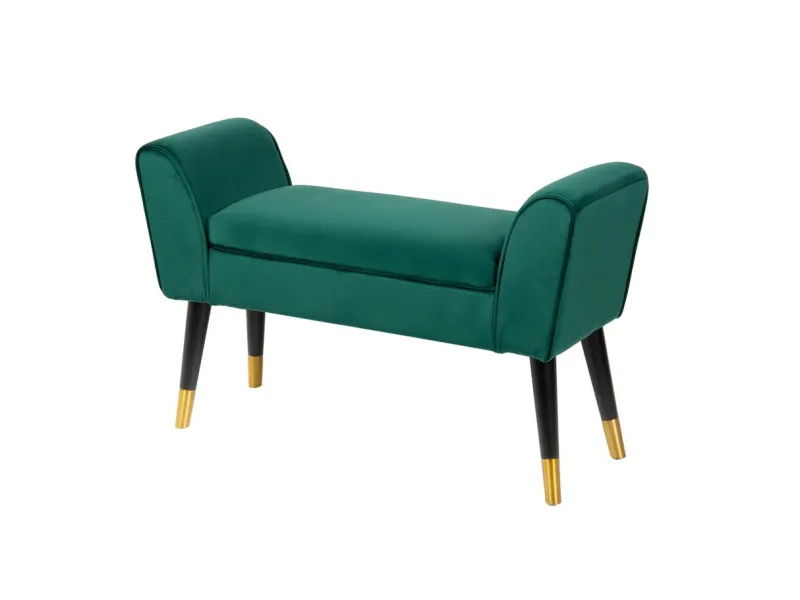 Banc de Style Rétro en Velours Vert Émeraude - Élégance et Confort dans un Design Classique