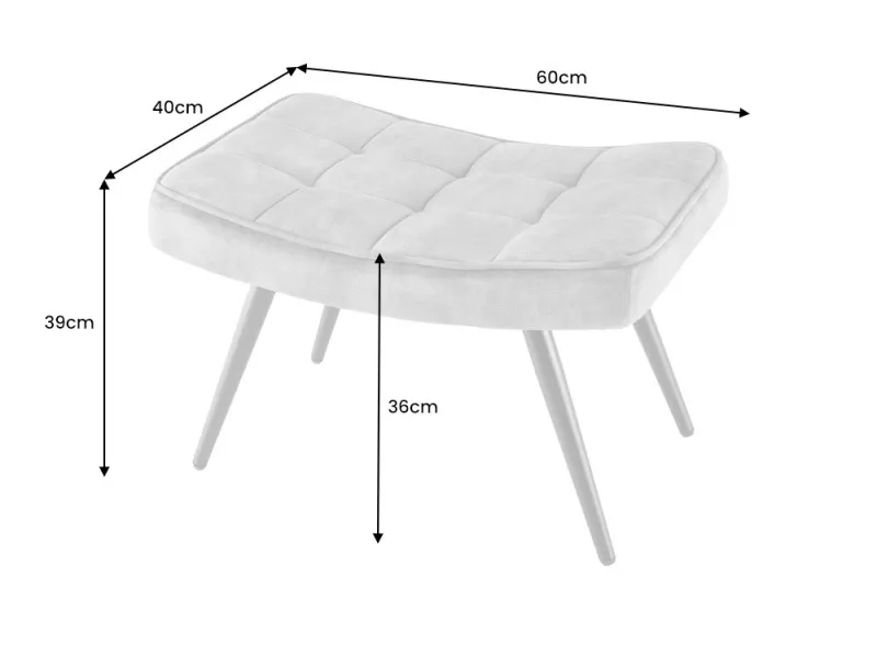 Pouf design carré de 40 cm en polyester capitonné teinté noir et bl...