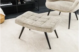 Tabouret de style baroque de 55 cm en velours coloris argent et doré pas cher