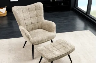 Tabouret de style baroque de 55 cm en velours coloris argent et doré pas cher 2