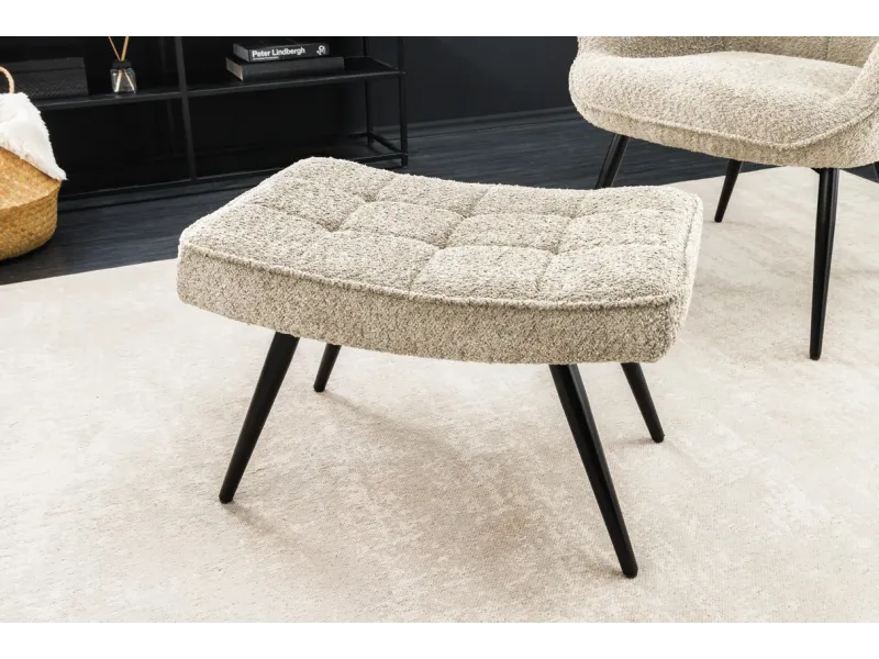 Tabouret de style baroque de 55 cm en velours coloris argent et doré pas cher