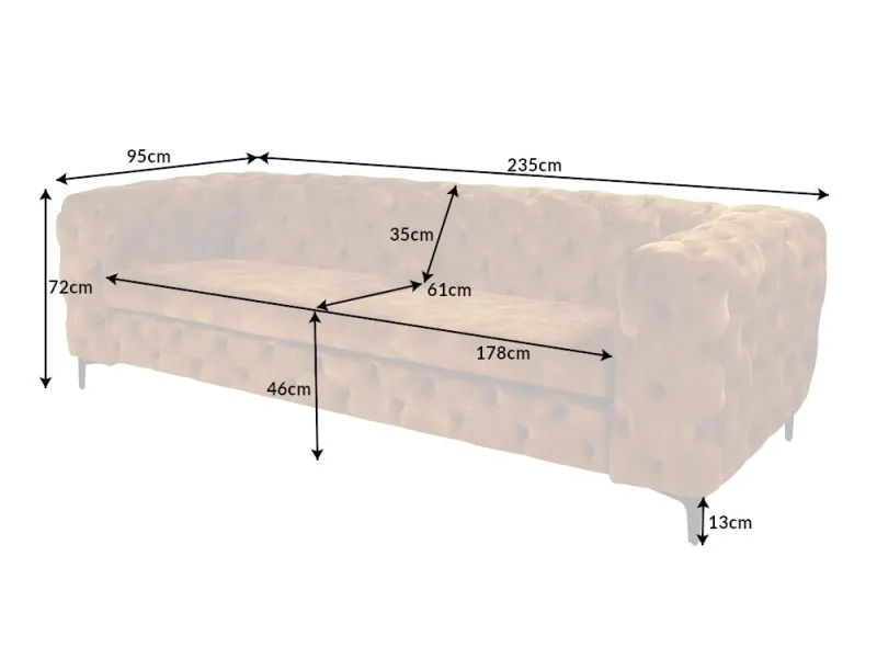 Canapé MODERN BAROCK 240cm 3 places – Élégance et raffinement en velours jaune moutarde