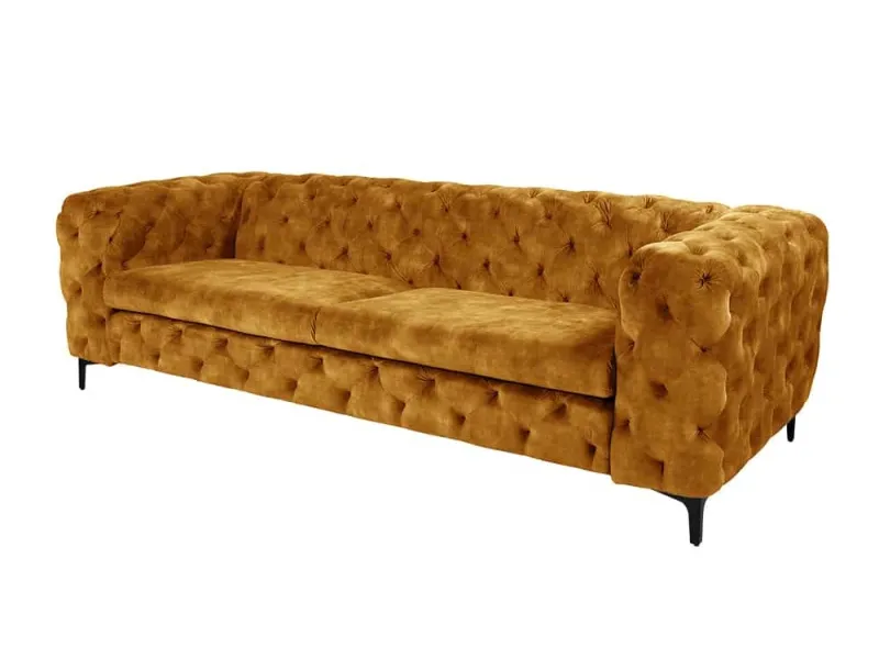Canapé MODERN BAROCK 240cm 3 places – Élégance et raffinement en velours jaune moutarde