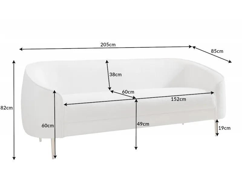 Canapé 3 places en tissu blanc Canapés droits, banquettes |bellozia...