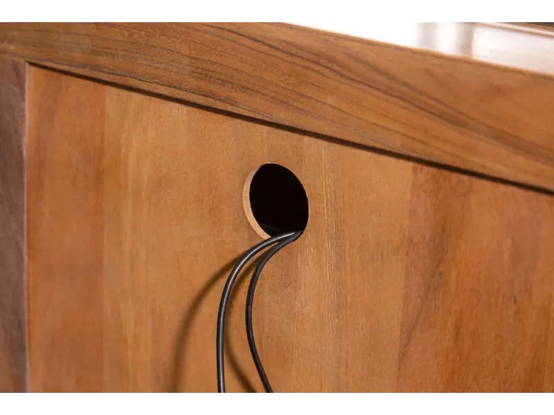 Meuble TV en Bois d'Acacia Massif - Finition Miel Naturel