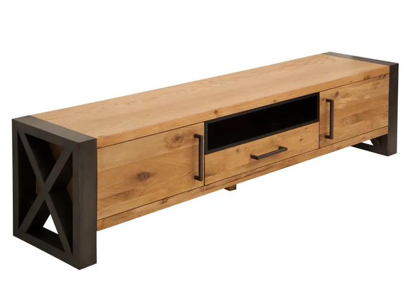 Meuble TV en Bois Massif de Chêne Sauvage 200cm