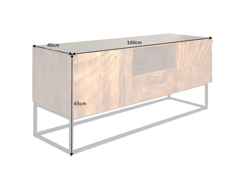 Meuble TV en Bois Massif avec Sculptures 3D