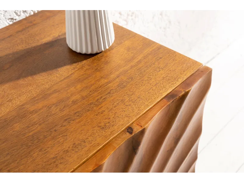 Meuble TV en Bois Massif avec Sculptures 3D