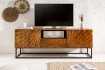 Meuble TV en Bois Massif avec Sculptures 3D