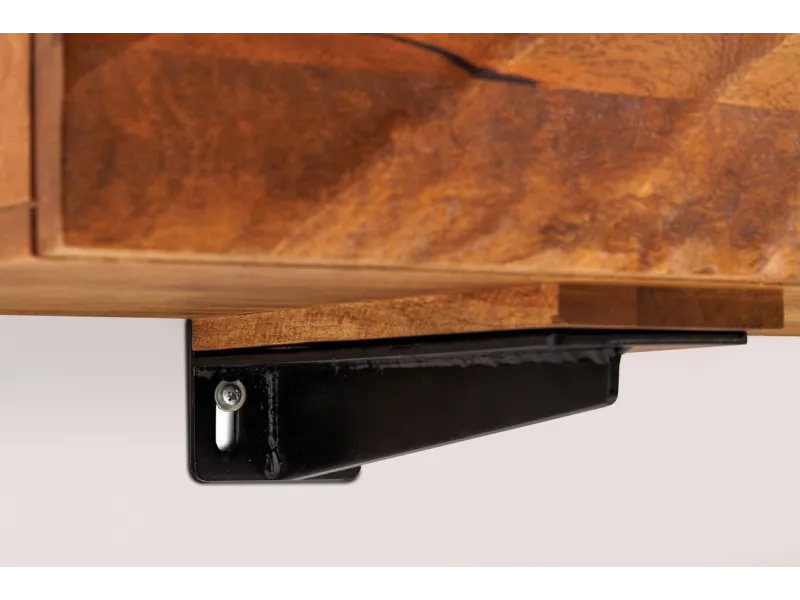 Meuble TV Suspendu en Bois de Manguier avec Surface en Relief 3D