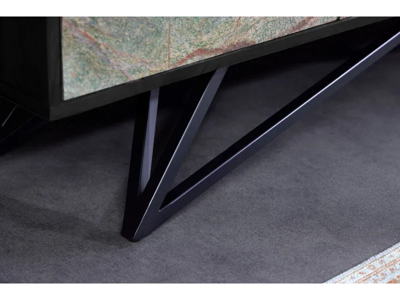 Meuble TV avec Façades en Placage de Pierre Marbrée