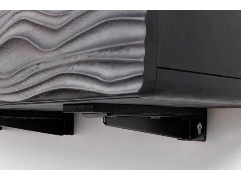 Meuble TV en Bois de Manguier Laqué avec Motif de Vagues